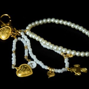 Llavero Perlas Dorado