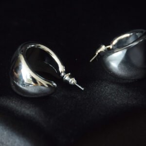 Aretes plateados semiredondos