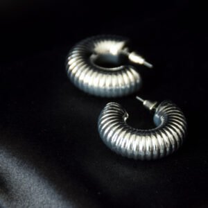 Arracadas Medianas Plateadas Kisas Chunky