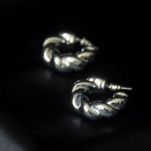 Arracadas Plateadas Trenza Chunky