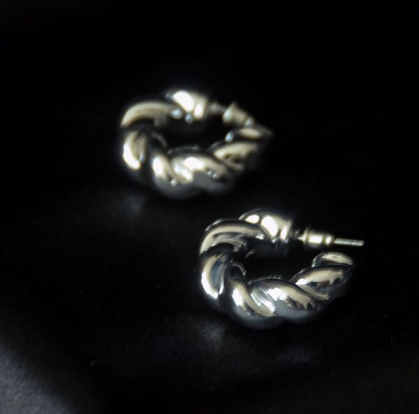 Arracadas Plateadas Trenza Chunky