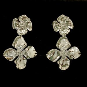 Aretes Plateados Flor