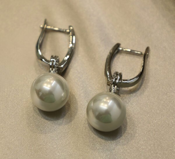 Arracada Con Perla Colgante Plata