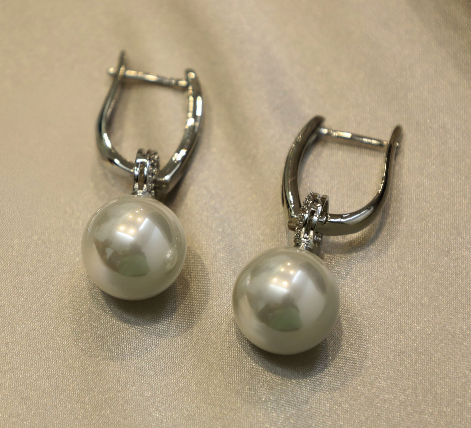 Arracada Con Perla Colgante Plata