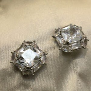 Aretes Grandes Cristal Plateado