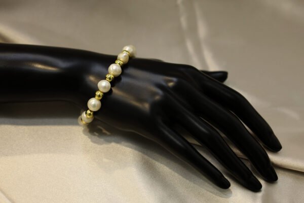 Pulsera Perla Doradas Elástico
